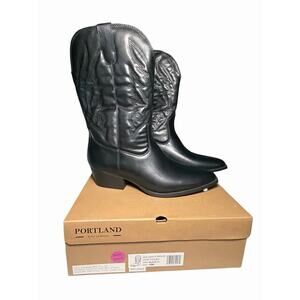 Portland Boot Company Size 10 Olympia Womens Black Cowgirl Western Boots Wide Ca
